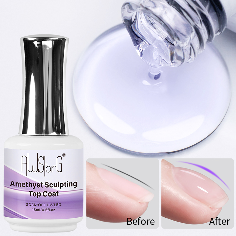 Nail Art Yellow - AWStorG 15ML 자수정 조각 탑 코트