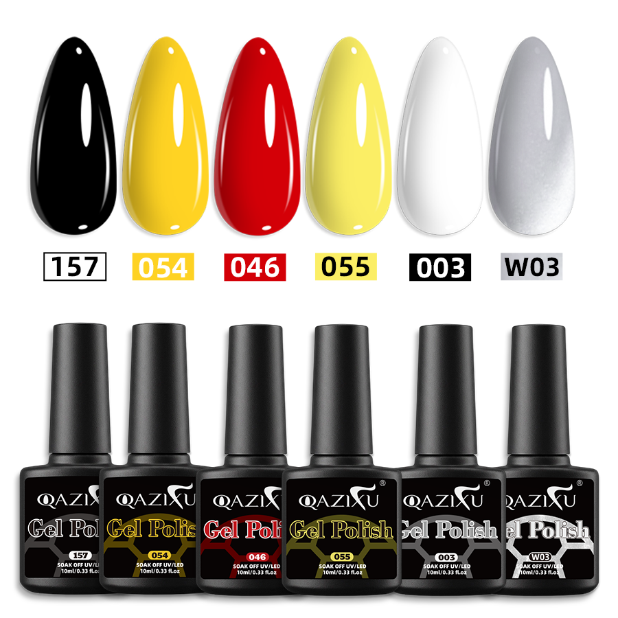 Nail Art Yellow - QAZIXU 1/6개 팀 컬러 젤 네일