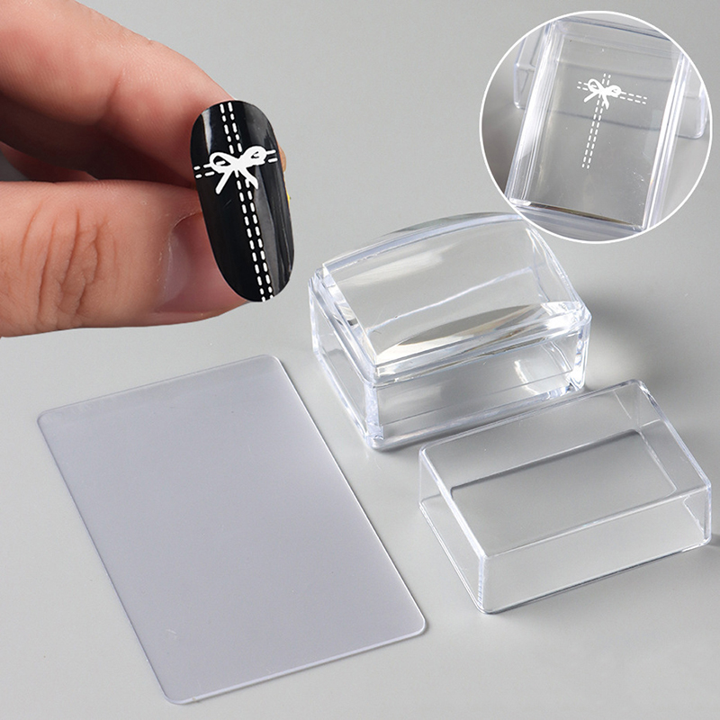 Nail Art Jelly - 투명 직사각형 네일 아트 스탬퍼 스크레이퍼
