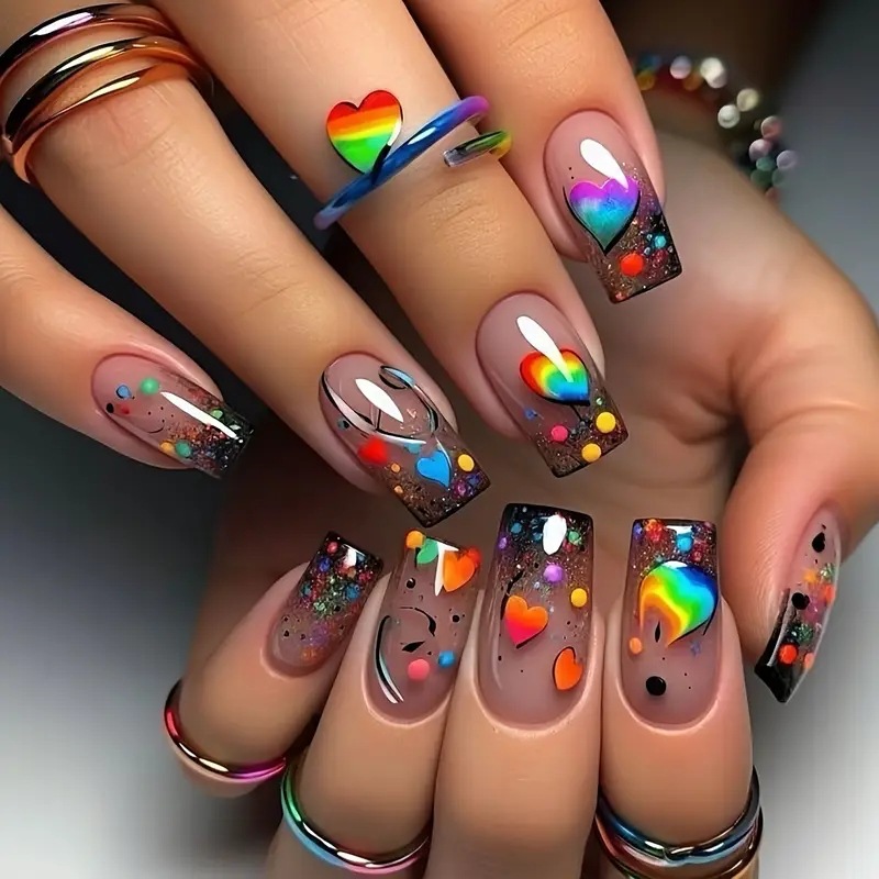 Nail Art Love - 24개입 누드 프레스온 네일 짧은 스퀘어