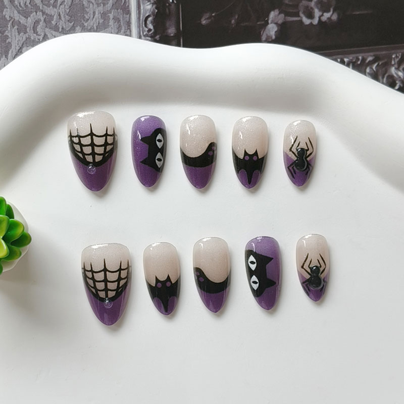 Nail Art Cat Eye - 여성용 할로윈 파티 테마 퍼플 블랙