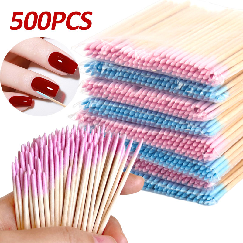 Nail Art Orange - 500-100개 핑크색 더블 헤드 네일 아트