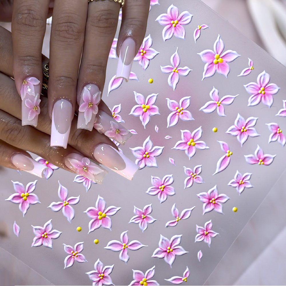 Nail Art Ombre Pink - 5D 릴리프 옴브레 핑크 5잎 꽃