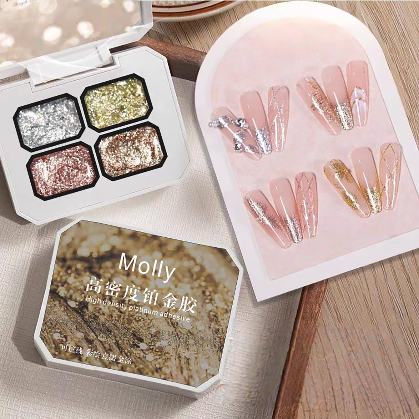 Nail Art Rose Gold - 미아넬 청키 포일 플래티넘 네일 아트