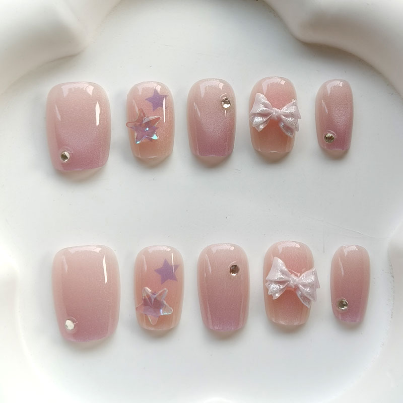 Nail Art Love - 10개입 10대 소녀 패션 귀여운 핑크