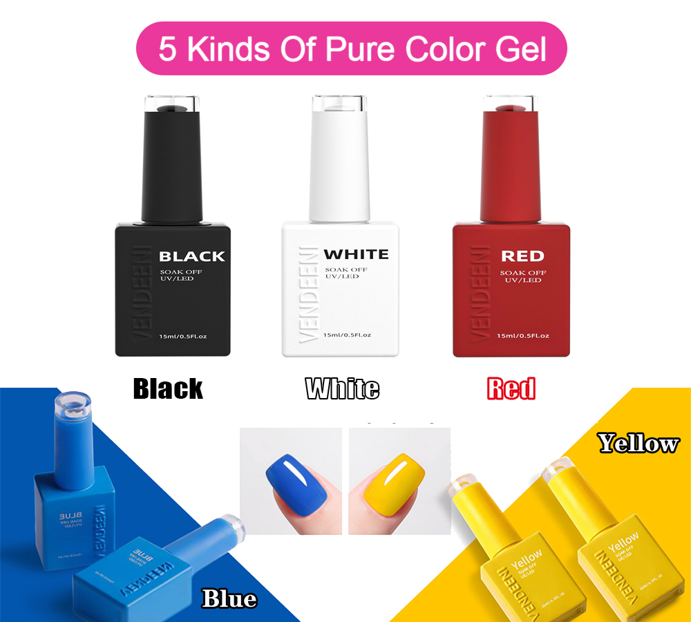 Nail Art Yellow - 벤디니 15ml 블랙 화이트 레드 옐로우