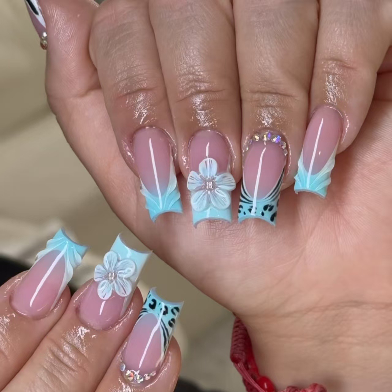 Nail Art Orange - 여성용 중간 사이즈 가짜 손톱, 3D