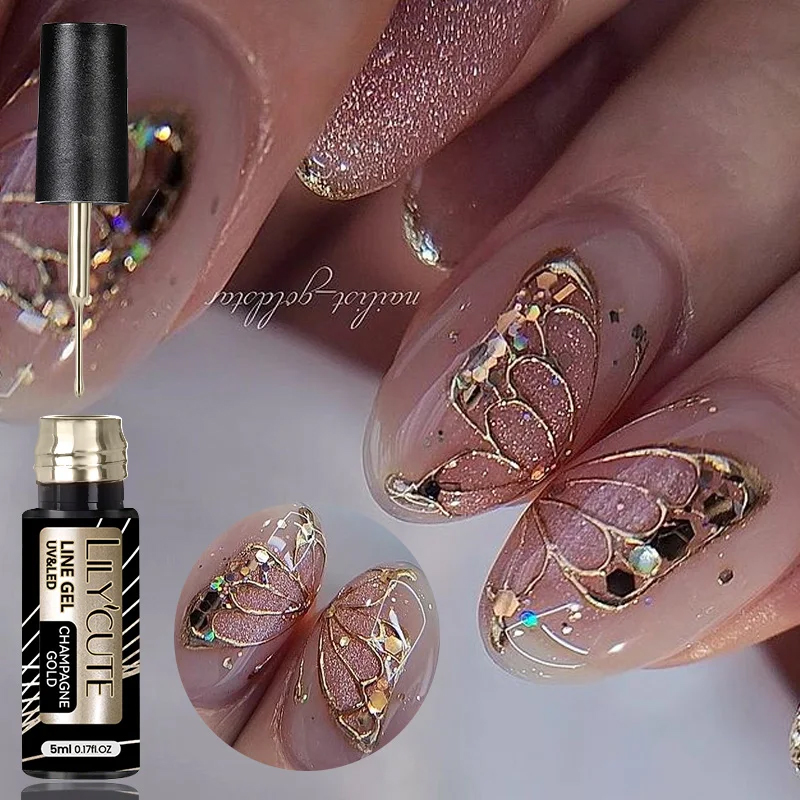 Nail Art Rose Gold - 릴리큐트 5ml 슈퍼 브라이트 메탈릭 페인팅