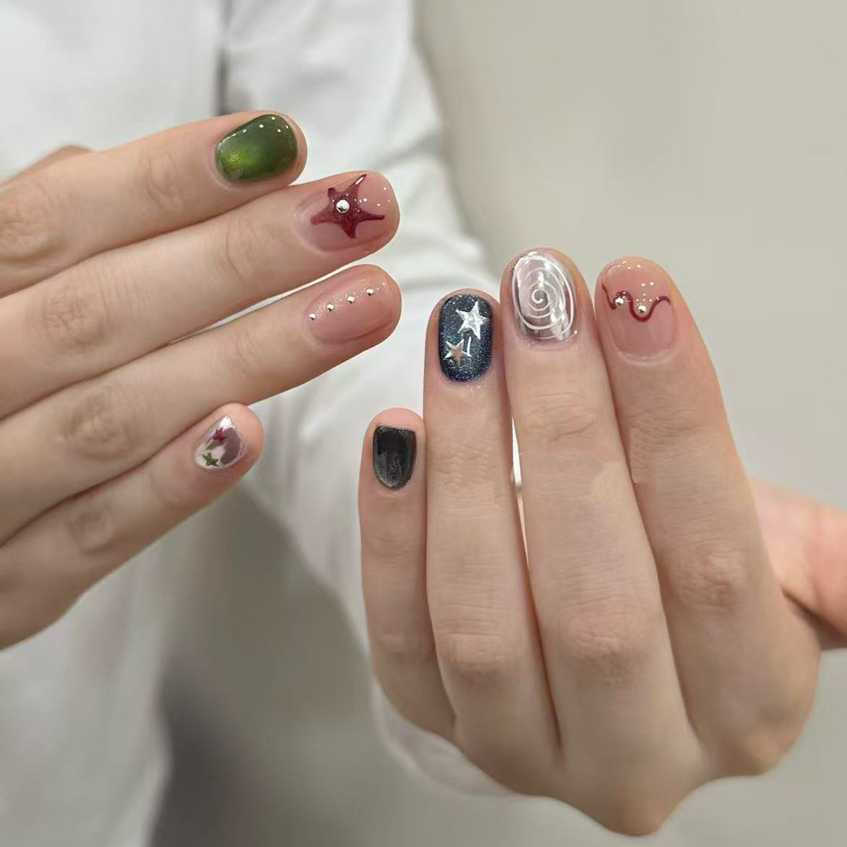 10개 반짝이 캣아이 숏 스퀘어 라운드 핸드메이드 귀여 - Nail Art Cat Eye 리뷰 및 가격