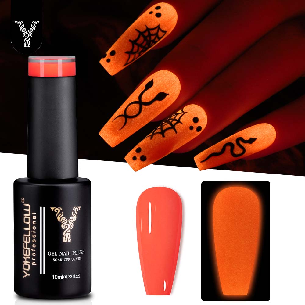 YOKEFELLOW 글로우 인 더 다크 젤 네일 폴리시 - Nail Art Orange 리뷰 및 가격