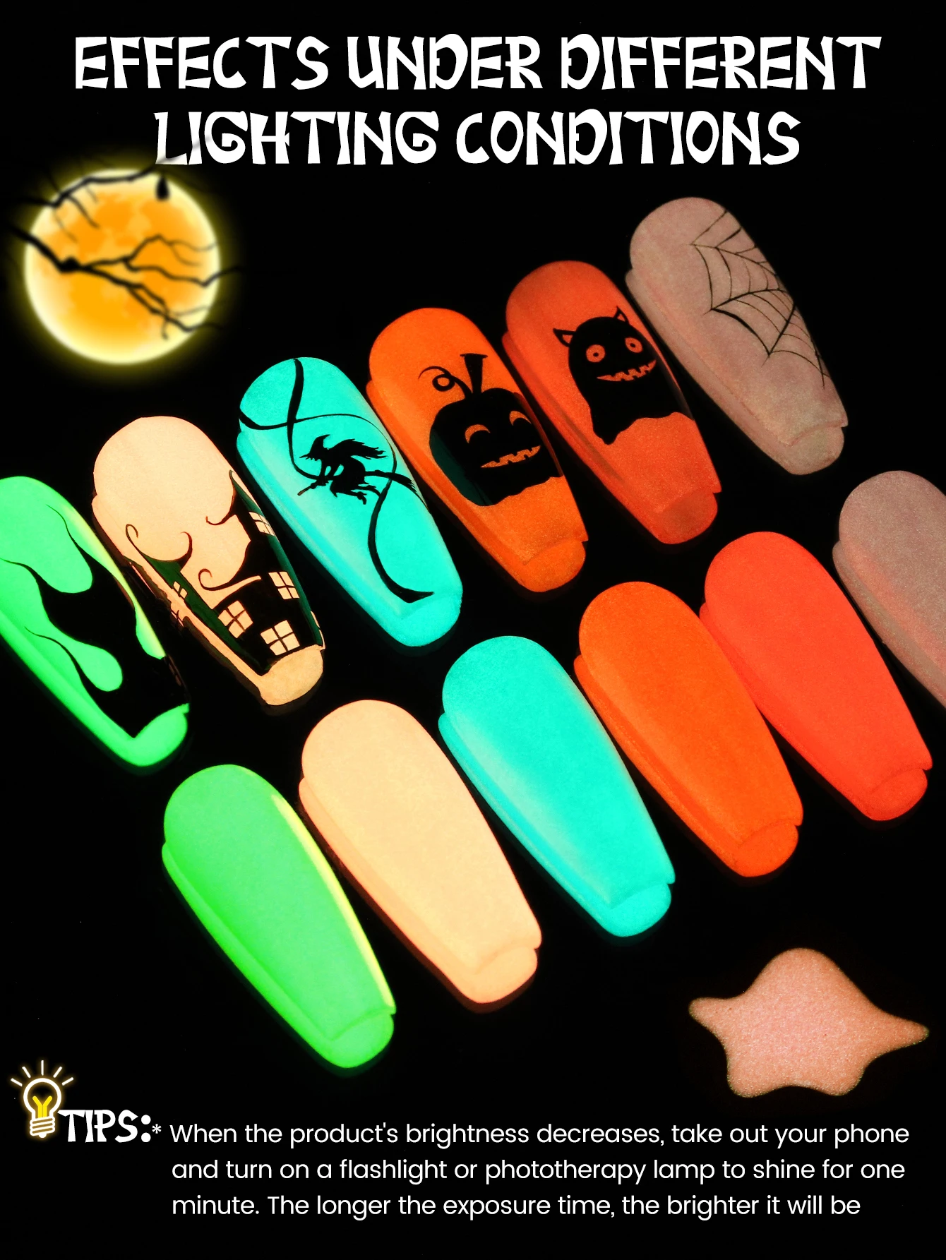 YOKEFELLOW 글로우 인 더 다크 젤 네일 폴리시 - Nail Art Orange 리뷰 및 가격