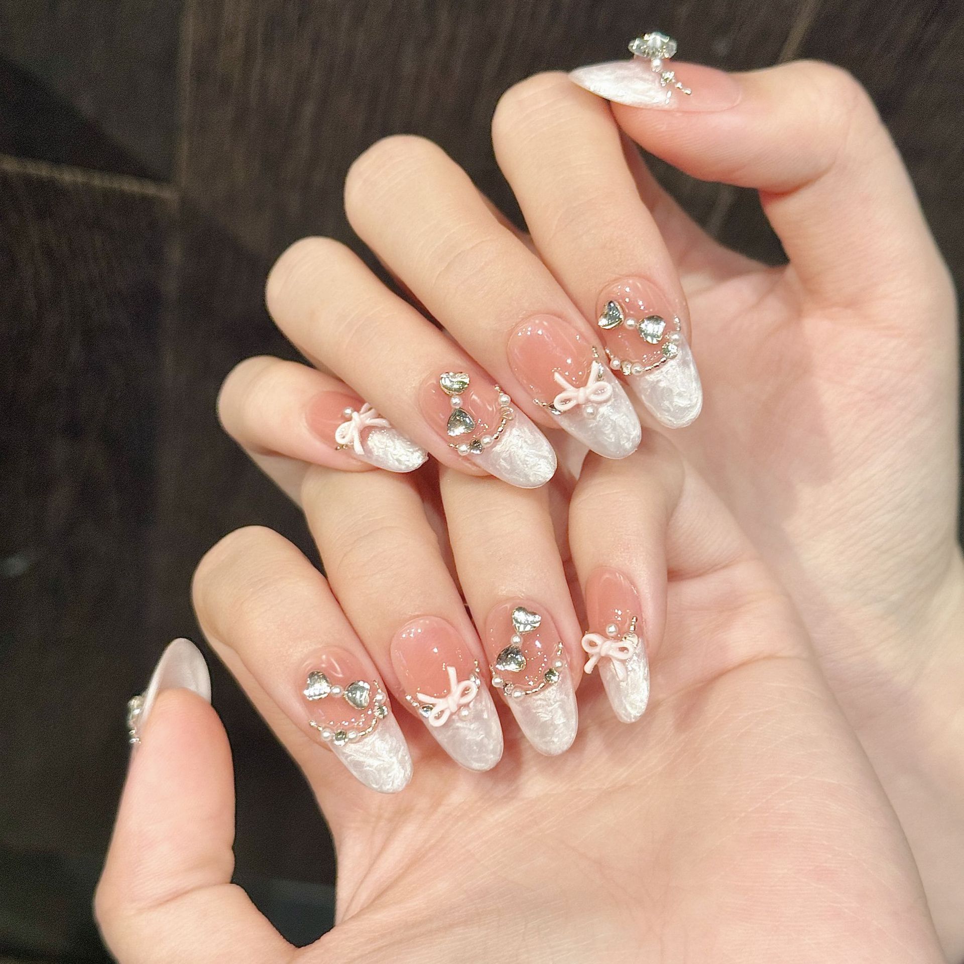 10pcs 손톱에 수제 프레스 프랑스 고양이 눈 핑크  - Nail Art Cat Eye 리뷰 및 가격