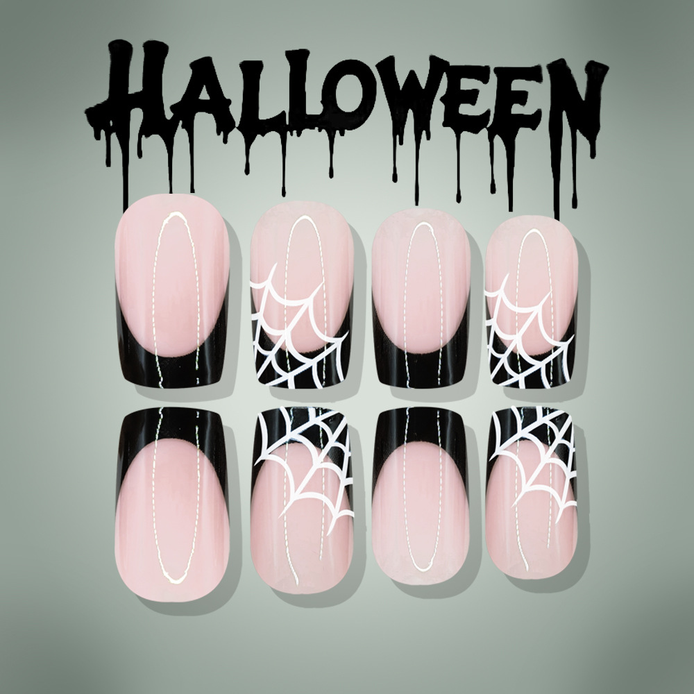 24개 할로윈 프레스온 네일 핑크 귀여운 유령 거미줄  - Nail Art Jelly 리뷰 및 가격