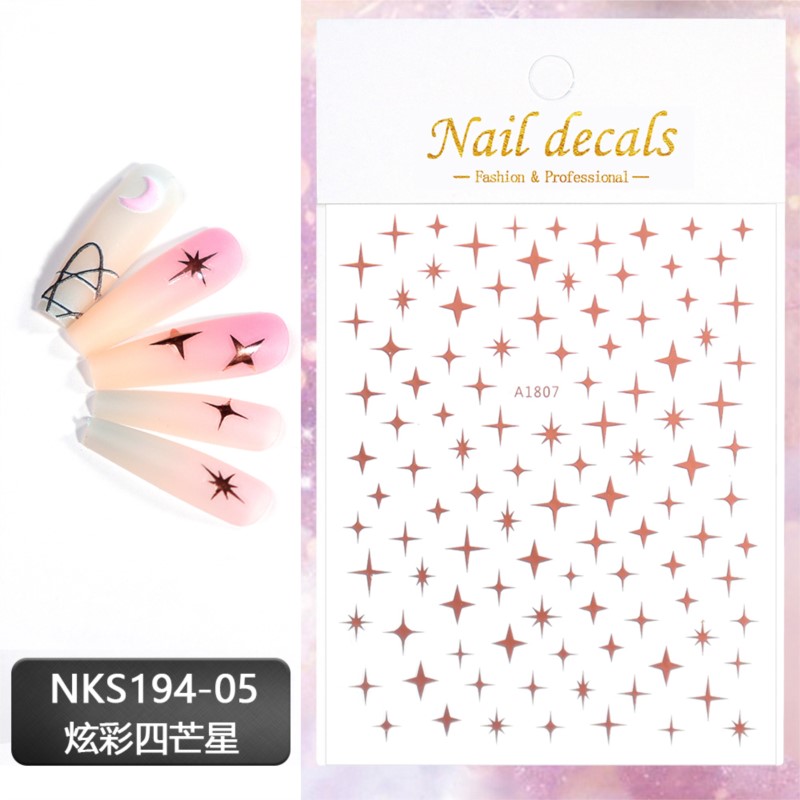 3D 레이저 실버 로즈 골드 할로우 크로스 스타 네일  - Nail Art Rose Gold 리뷰 및 가격