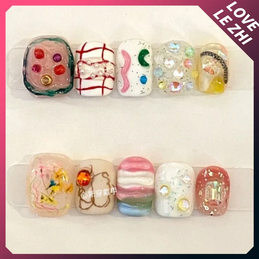 10Pcs Diy 창의력 재미 있은 매쉬 업 색상 짧은 - Nail Art Love 리뷰 및 가격
