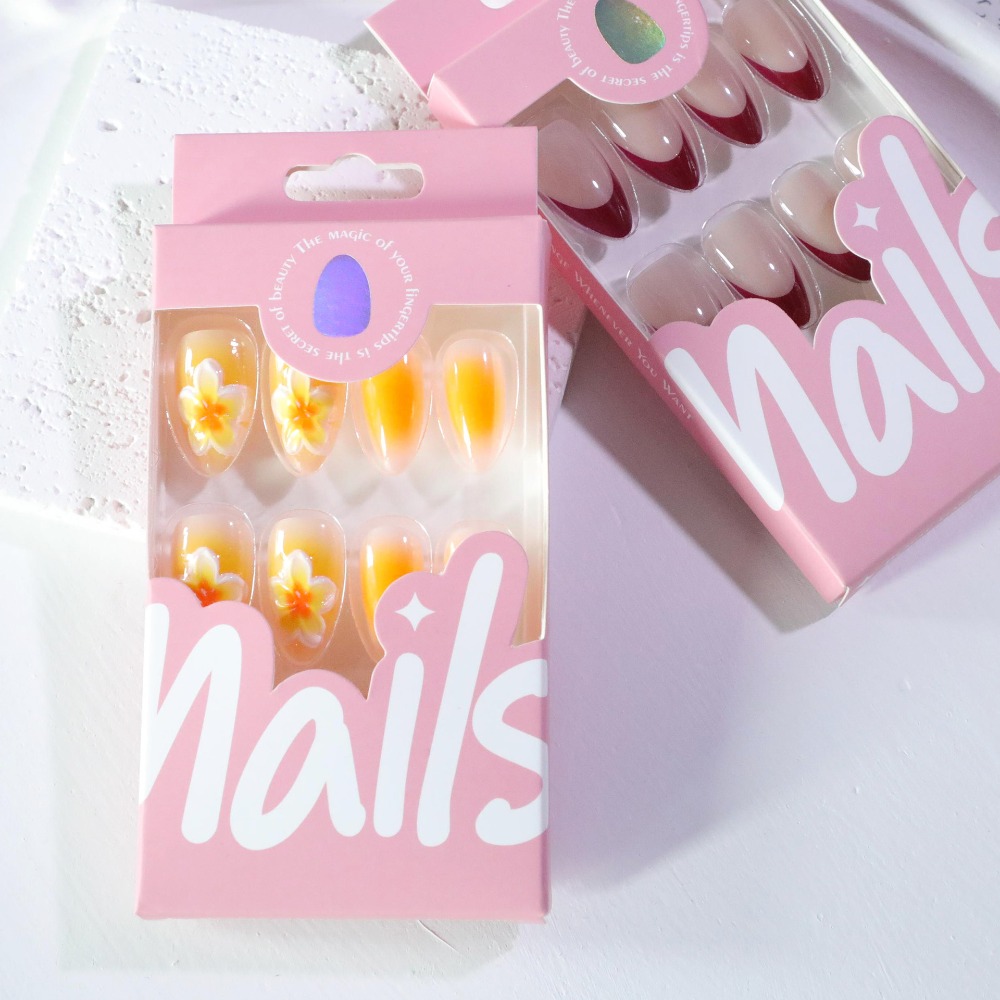 24개입 프레스온 네일, 중간 길이 아몬드 모양 인조  - Nail Art Yellow 리뷰 및 가격