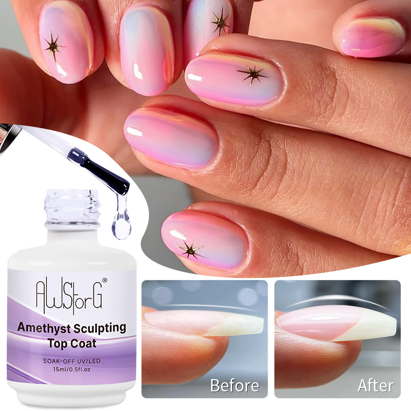 AWStorG 15ML 자수정 조각 탑 코트 노노황 투 - Nail Art Yellow 리뷰 및 가격