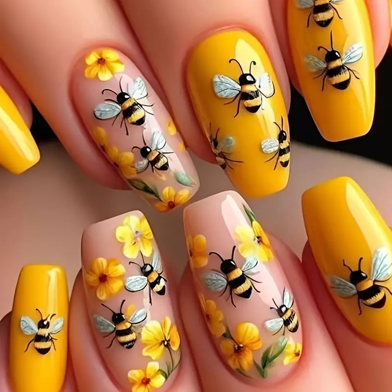 24개입 누드 프레스온 네일 짧은 스퀘어 모양 레인보우 - Nail Art Love 리뷰 및 가격