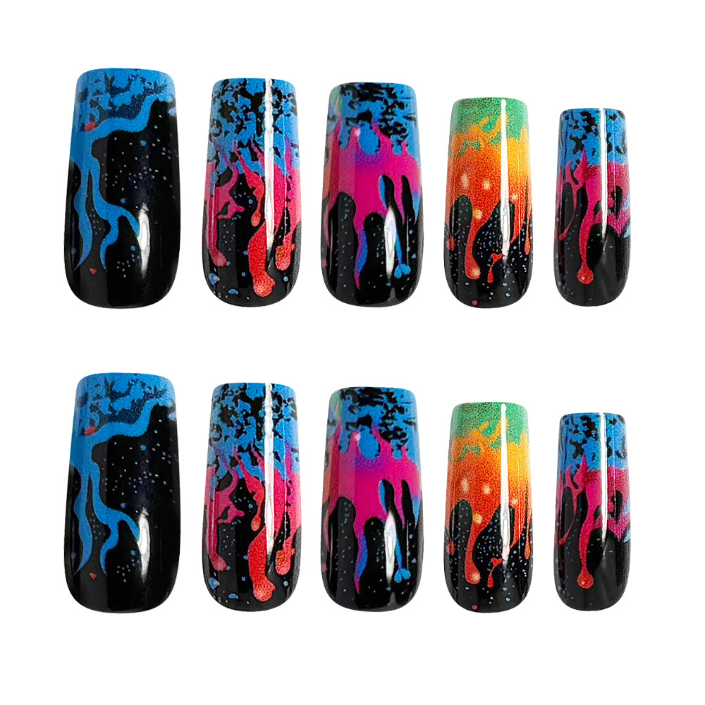 여성용 중간 사이즈 가짜 손톱 Y2K 그라데이션 그린  - Nail Art Orange 리뷰 및 가격