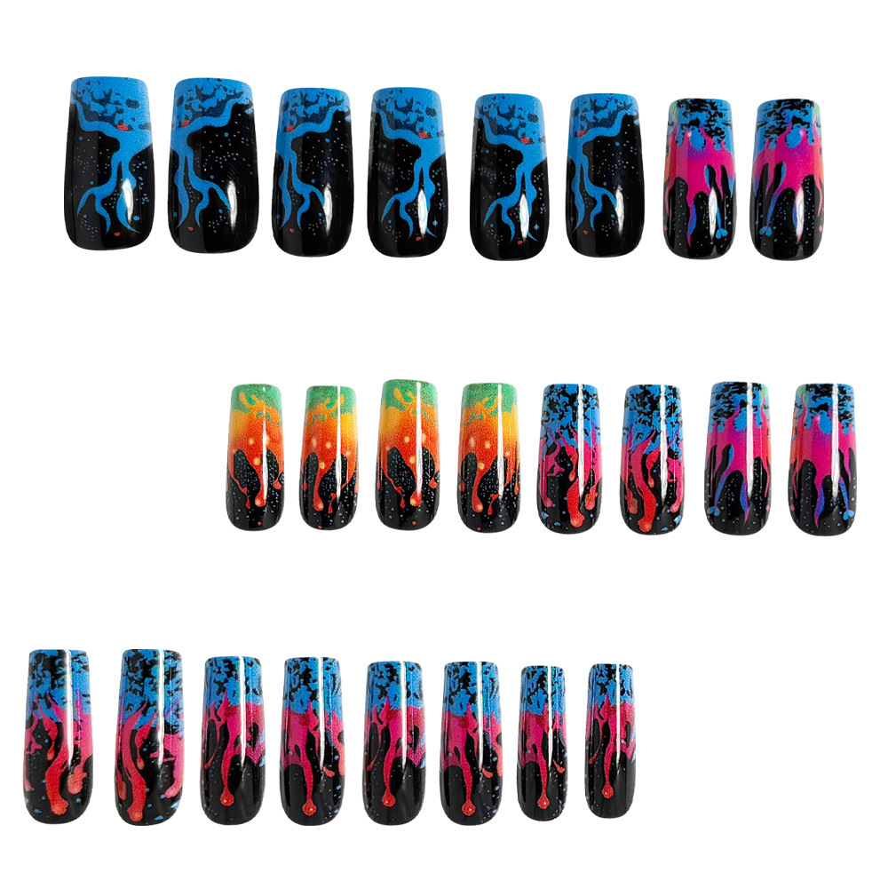 여성용 중간 사이즈 가짜 손톱 Y2K 그라데이션 그린  - Nail Art Orange 리뷰 및 가격