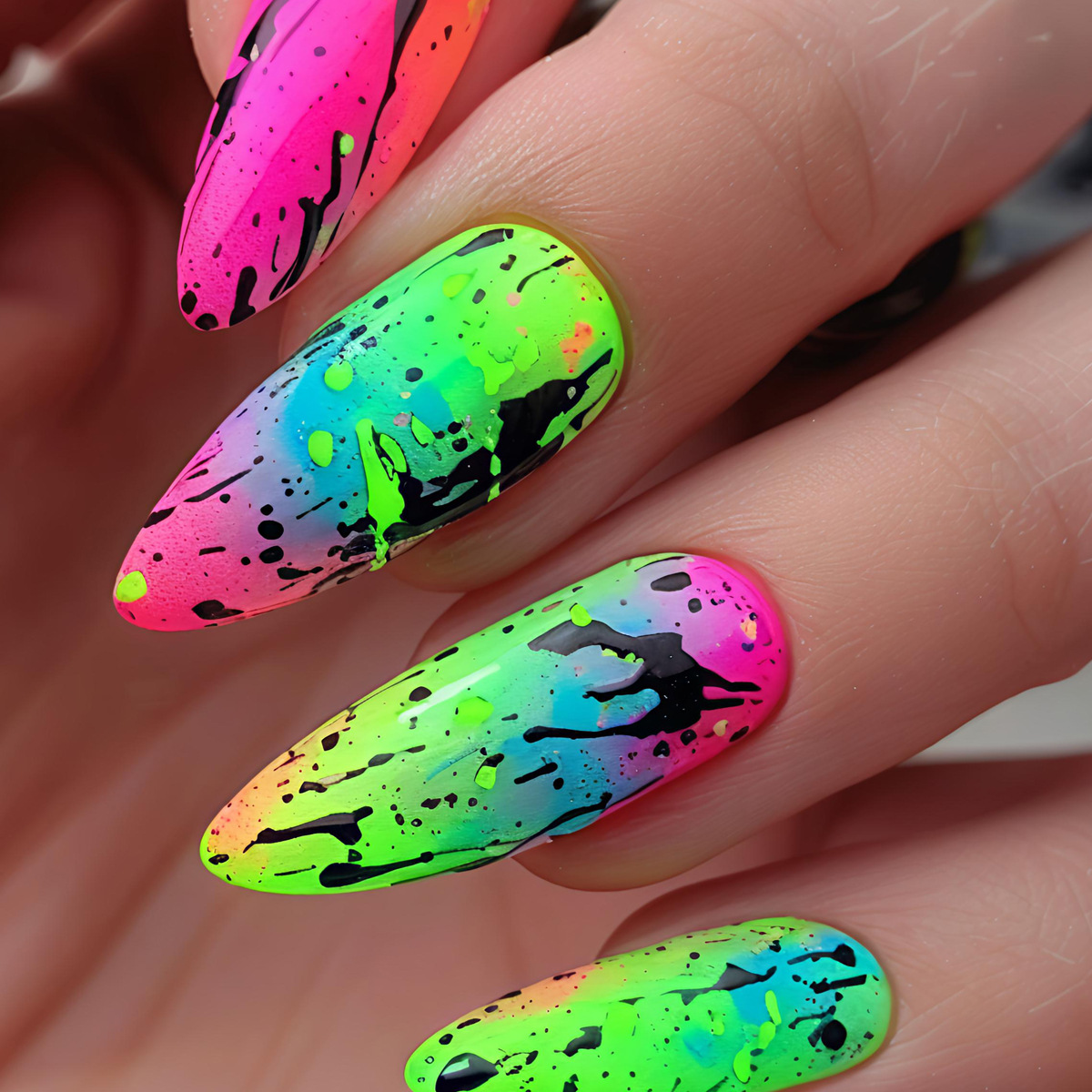 여성용 중간 사이즈 가짜 손톱 Y2K 그라데이션 그린  - Nail Art Orange 리뷰 및 가격