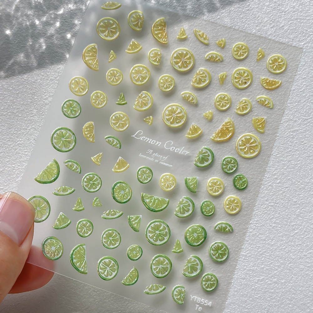 여름 과일 네일 스티커 5D 양각 노란 레몬 조각 셀프 - Nail Art Yellow 리뷰 및 가격