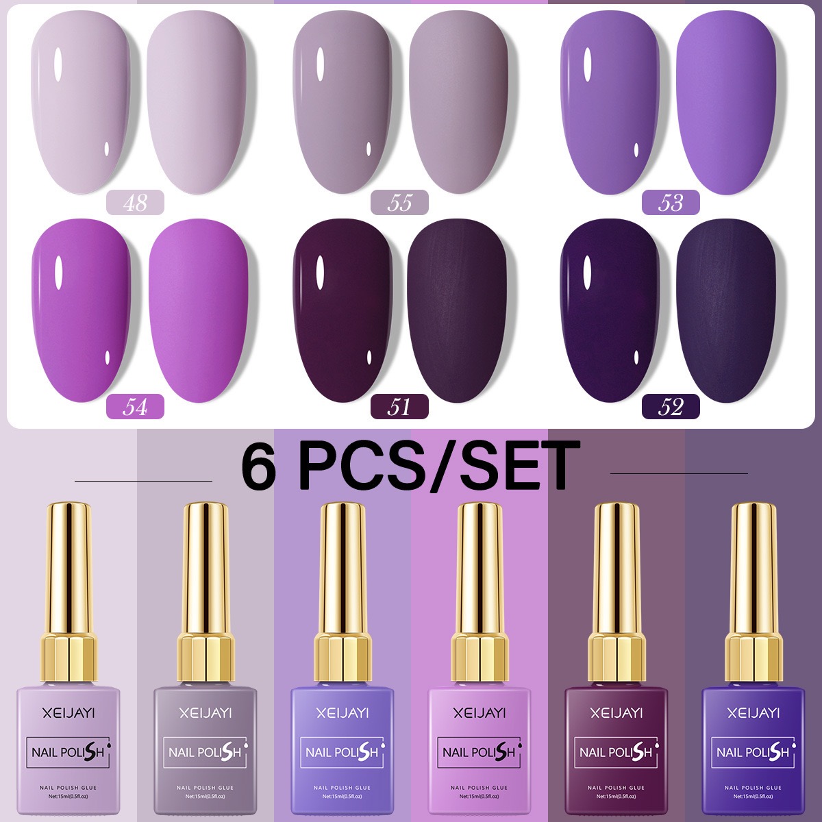 6 개/대 15ml 젤 매니큐어 6 색 로맨틱 퍼플 누 - Nail Art Violet 리뷰 및 가격