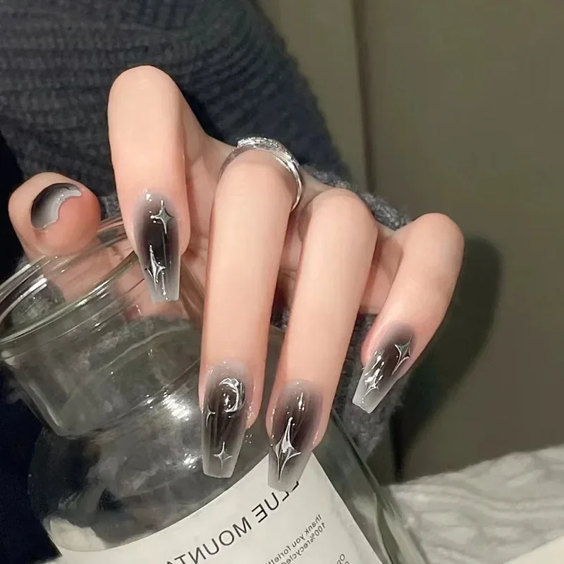 24 개/대 네일 팁에 다크 스파이스 웨어러블 블랙 프 - Nail Art Love 리뷰 및 가격