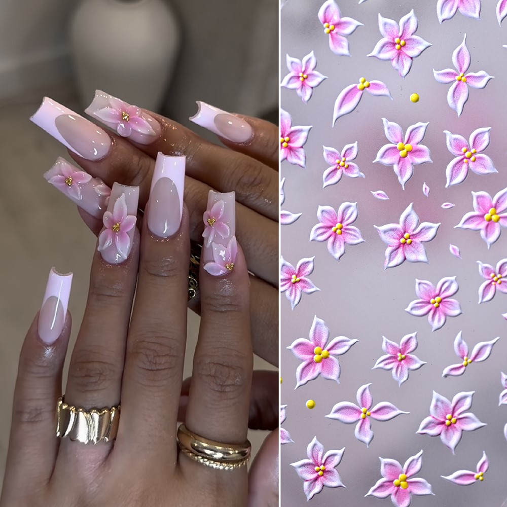 5D 릴리프 옴브레 핑크 5잎 꽃 네일 아트 스티커 귀 - Nail Art Ombre Pink 리뷰 및 가격