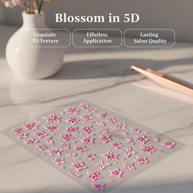 5D 입체 효과가 있는 다섯 꽃잎 네일 아트 스티커,  - Nail Art Ombre Pink 리뷰 및 가격