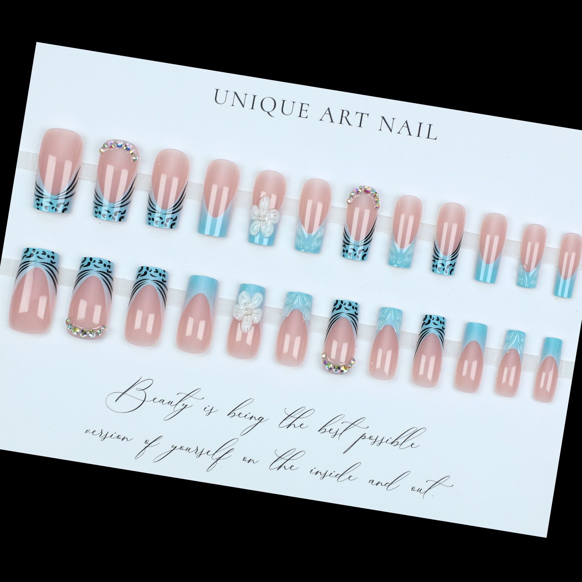 여성용 중간 사이즈 가짜 손톱, 3D 엠보싱 꽃무늬,  - Nail Art Orange 리뷰 및 가격