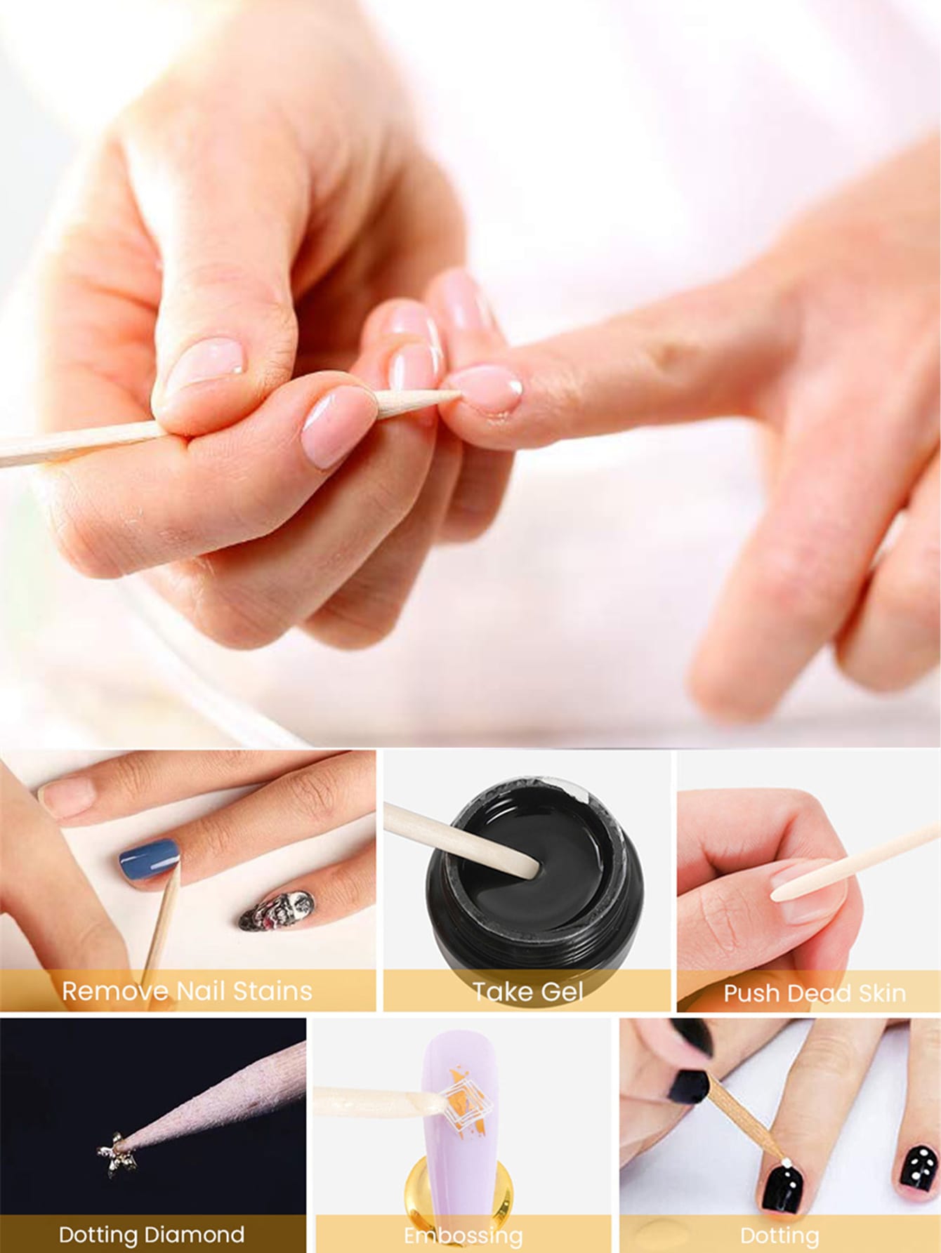 15 ~ 500 Pcs 오렌지 우드 큐티클 스틱 7.5 - Nail Art Orange 리뷰 및 가격