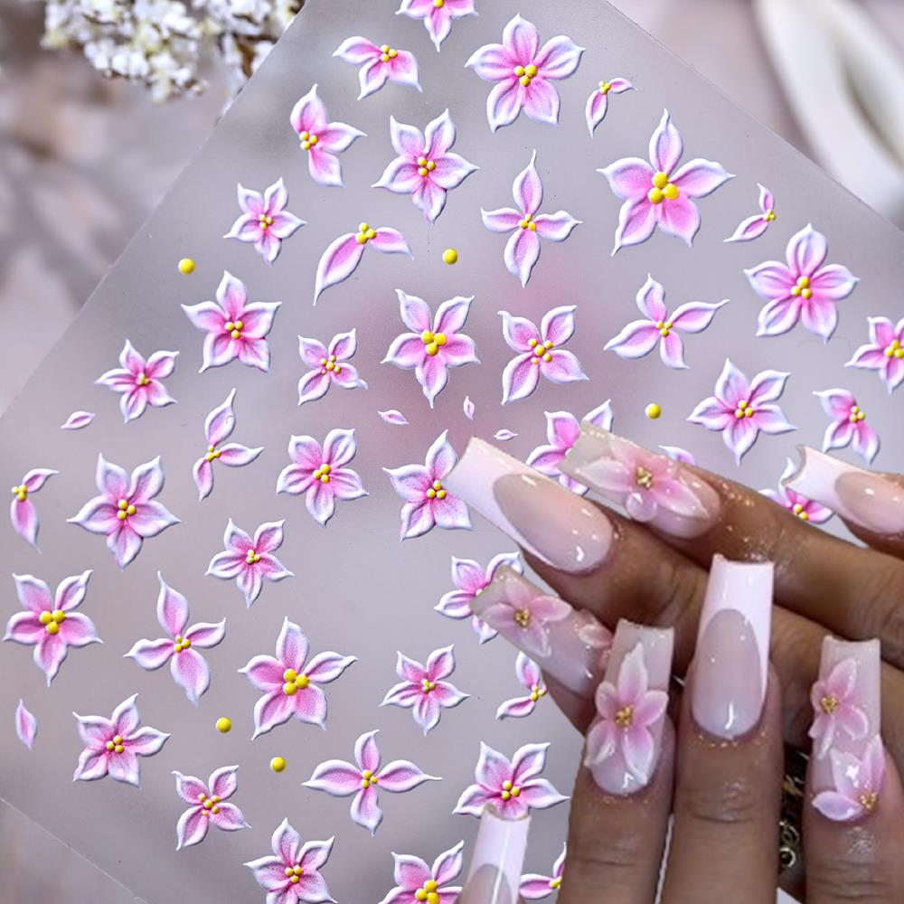 1개입 5D 엠보싱 옴브레 핑크 백합꽃 네일 스티커 5 - Nail Art Ombre Pink 리뷰 및 가격