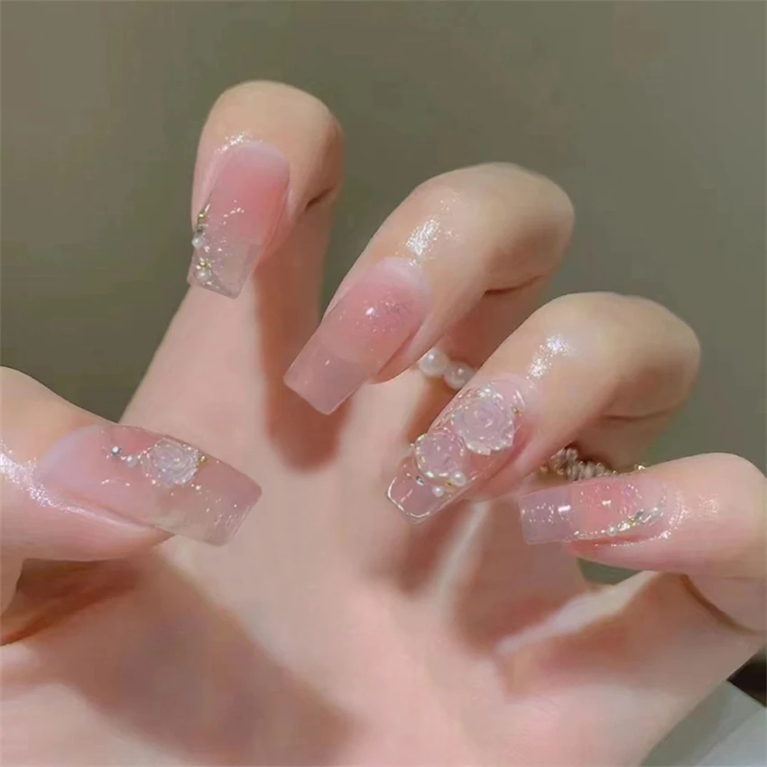 24 개/대 가짜 손톱 아트 보우 진주 사랑 인공 스퀘 - Nail Art Love 리뷰 및 가격