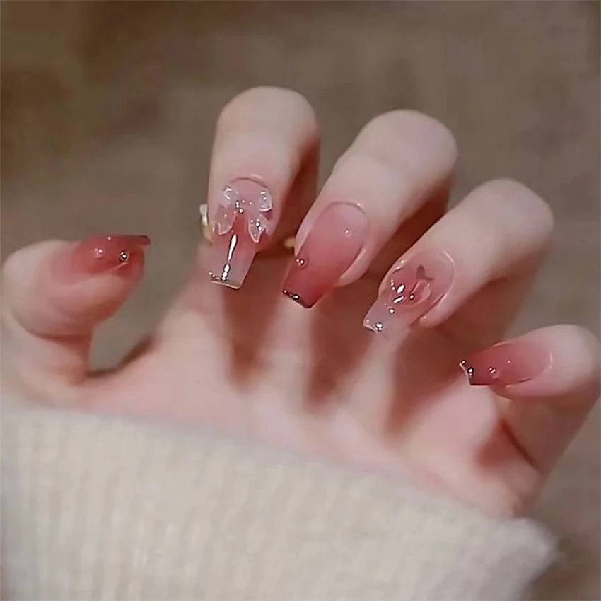 24 개/대 가짜 손톱 아트 보우 진주 사랑 인공 스퀘 - Nail Art Love 리뷰 및 가격