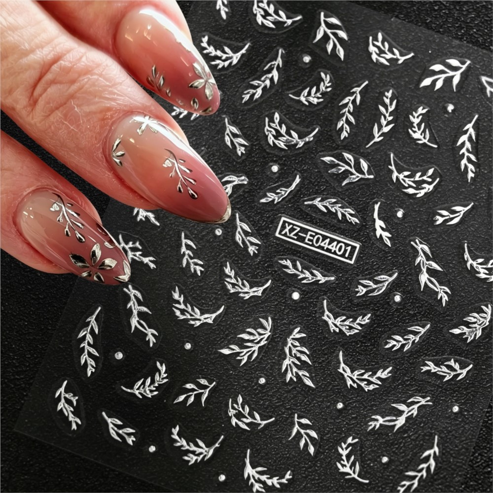 6개/세트 반짝이는 금속 잎사귀 꽃 네일 아트 스티커  - Nail Art Rose Gold 리뷰 및 가격