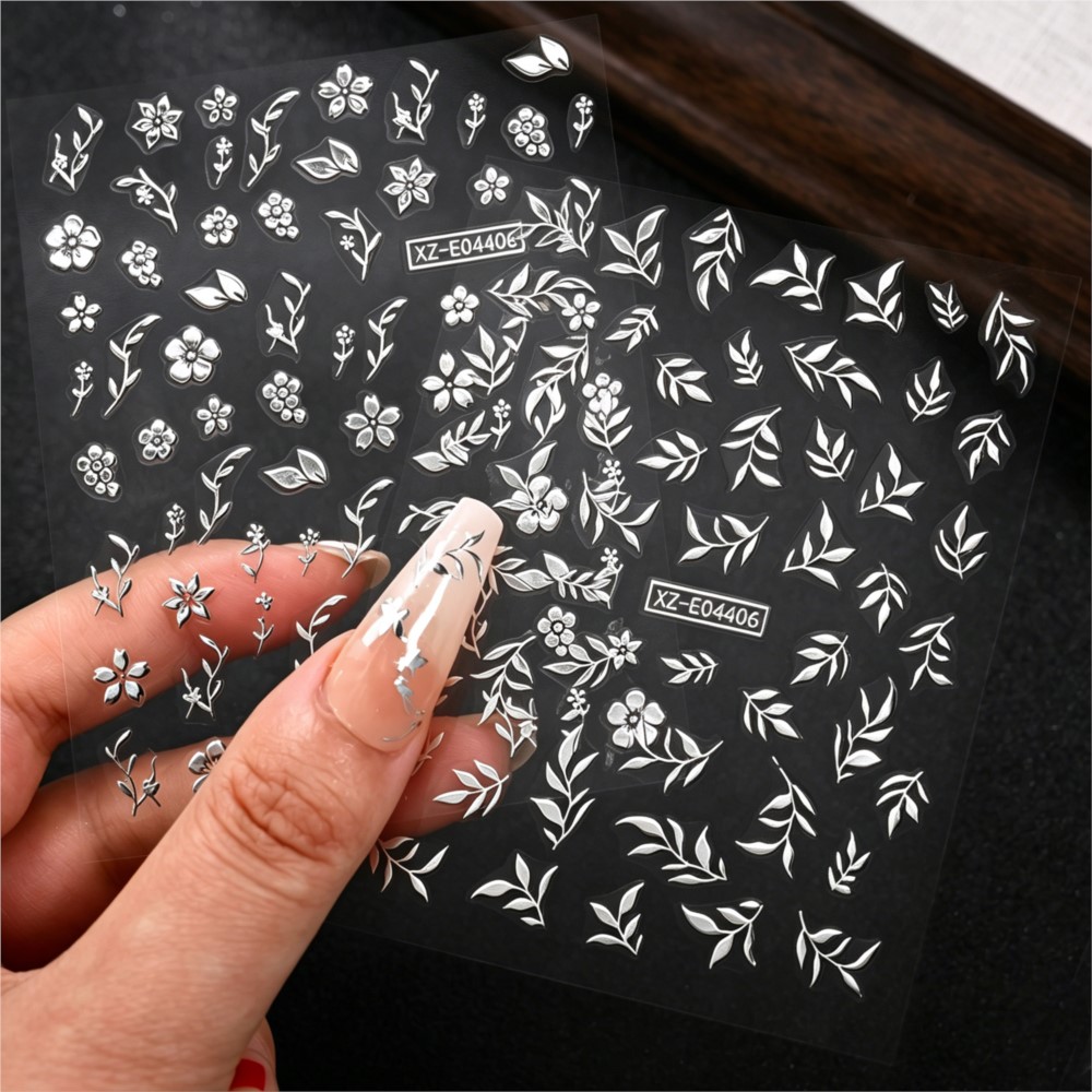 6개/세트 반짝이는 금속 잎사귀 꽃 네일 아트 스티커  - Nail Art Rose Gold 리뷰 및 가격