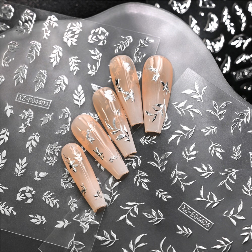 6개/세트 반짝이는 금속 잎사귀 꽃 네일 아트 스티커  - Nail Art Rose Gold 리뷰 및 가격
